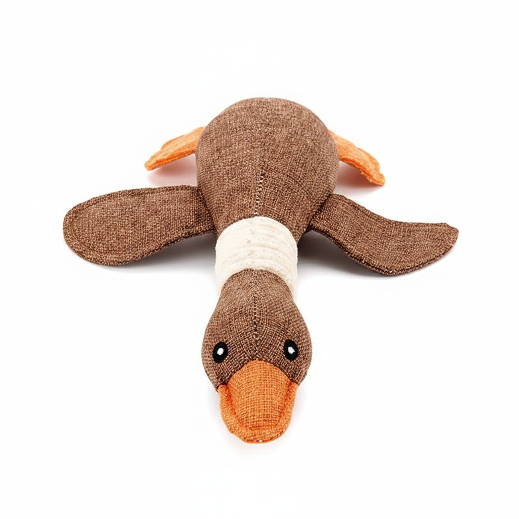 Braunes Leinen-Enten-Hundespielzeug Produktfreisteller